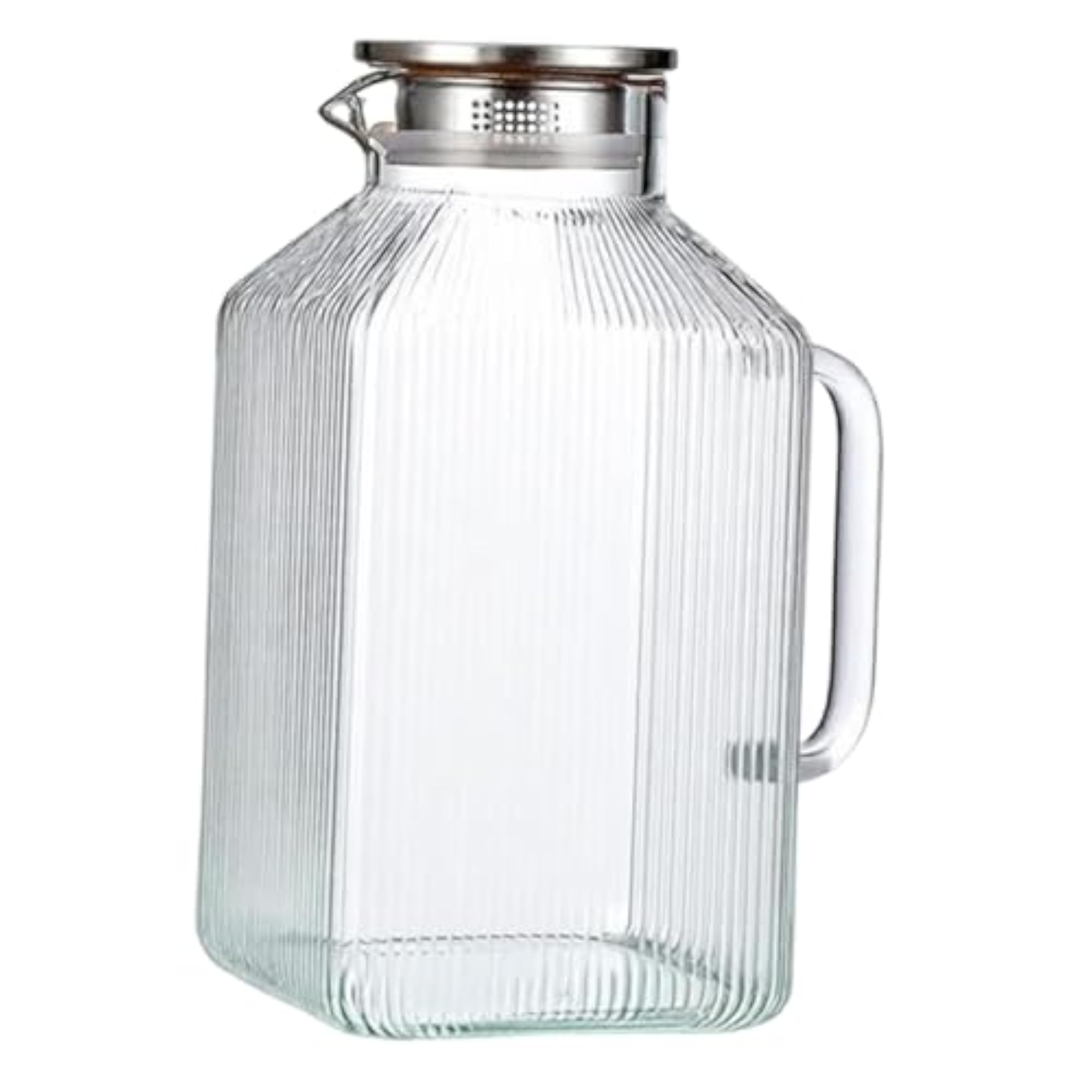 Glass Pitcher Water Juice Jug with Clear Handle, 3800ml
